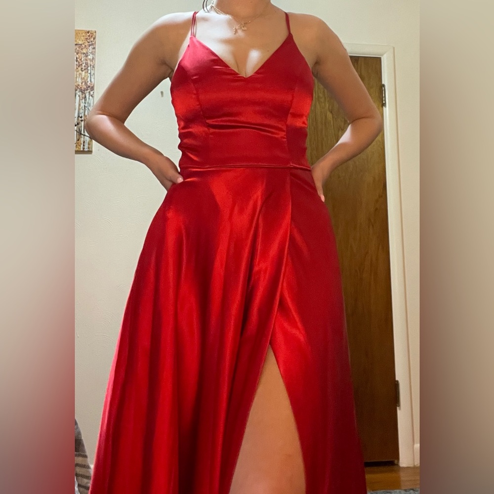 Red Satin Prom Dress